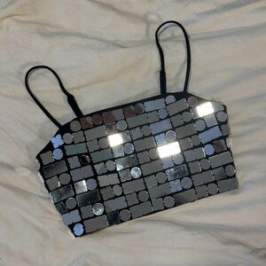 Forever 21 Mirror Sequin Crop Top in Size Small | New